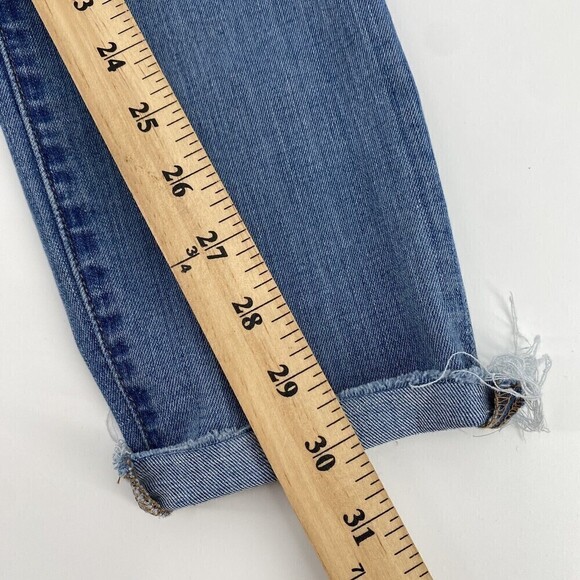 Madewell Size 28T Distressed 9” High Rise Skinny Raw Hem Blue Jeans - Picture 13 of 14